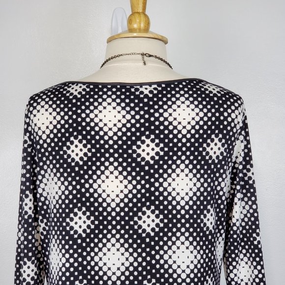 Worthington Black White Polka Dot Top With Faux Leather Trim Size LP - Picture 8 of 12